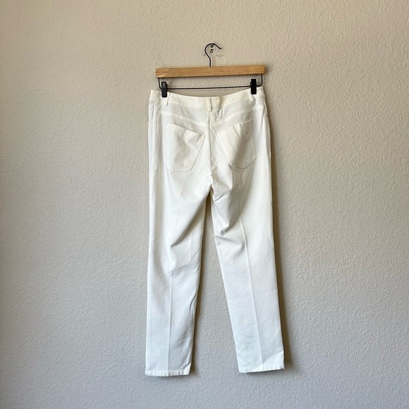 AKRIS PUNTO Ankle-Crop Trousers Pants in White Italian Fabric US 8 W6968 - Picture 4 of 10